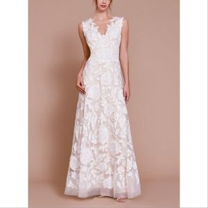 Tadashi Shoji Cecila V-Neck Embroidery Lace Gown